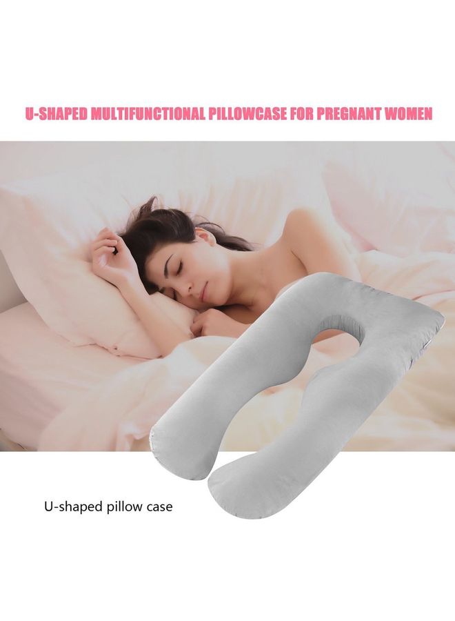 U-Shape Side Sleeper Pillow Grey 116x60cm - Image 2