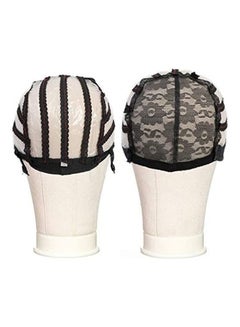 Yami 2-Picee Adjustable Double Lace Wig Cap Black/White 