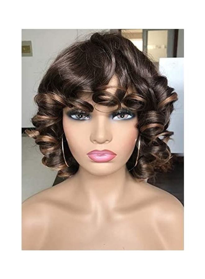 Short Curly Hair Wig Black/Brown 14inch - v1609235048/N43356099A_1