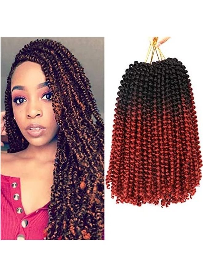 XCHSLB 4-Piece Spring Twist Crochet Hair Extension Set Black/Red 12inch