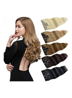 5-Piece Human Hair Extension Set With Clips Multicolour 16inch - v1609235058/N43355020A_1