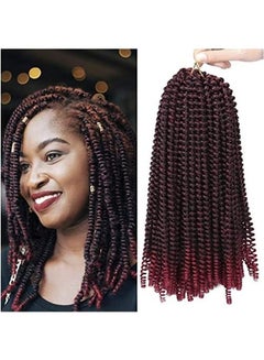 LOSMOEER 3-Piece Spring Twist Crochet Hair Extension Set Black/Red 12inch 