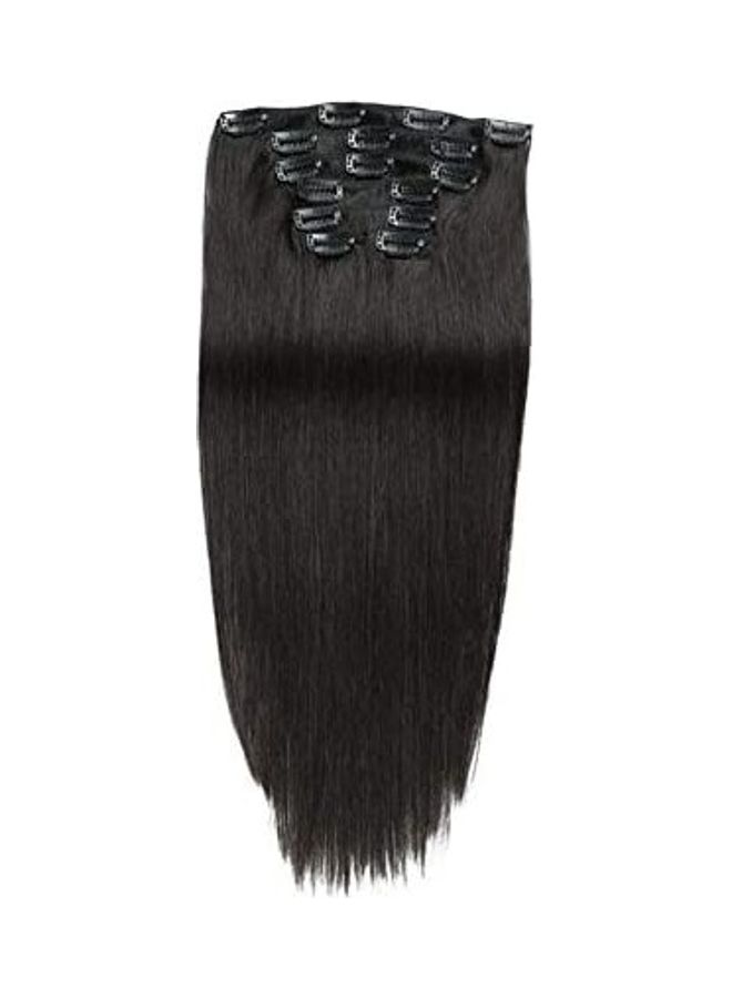 JIAMEISI - Remy Double Weft Human Hair Clip In Extension Black 16inch - Image 1