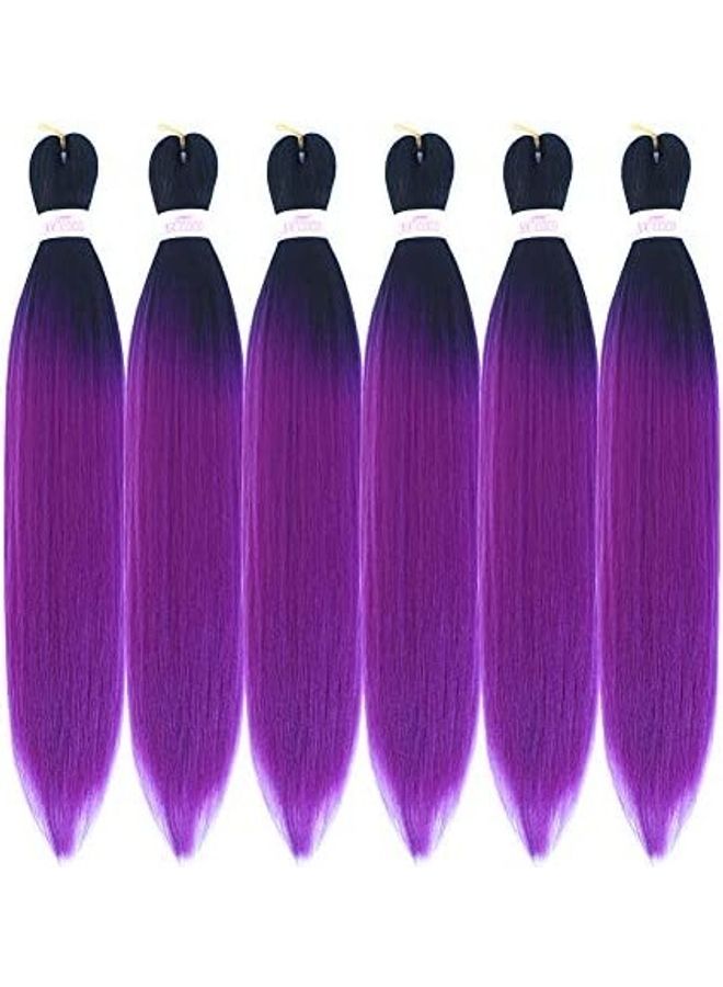 XCCOCO Pack Of 6 Stretched Braiding Hair Extension Purple/Black 24inch