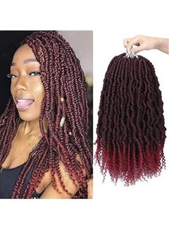 LOSMOEER 6-Piece Bomb Twist Crochet Hair Extension Set Red/Black 14inch 