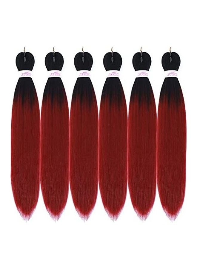 Pack Of 6 Stretched Braiding Hair Extension Red/Black 24inch - v1609238061/N43355381A_1