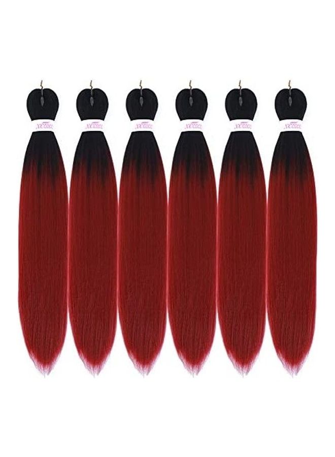 XCCOCO Pack Of 6 Stretched Braiding Hair Extension Red/Black 24inch