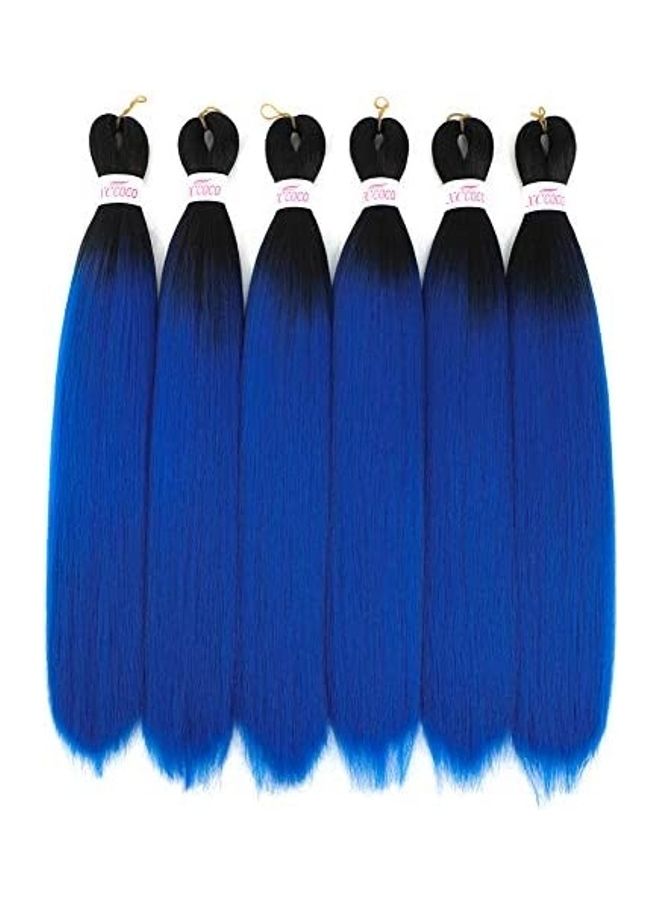 XCCOCO Pack Of 6 Ombre Pre Stretched Braiding Hair Blue/Black 24inch