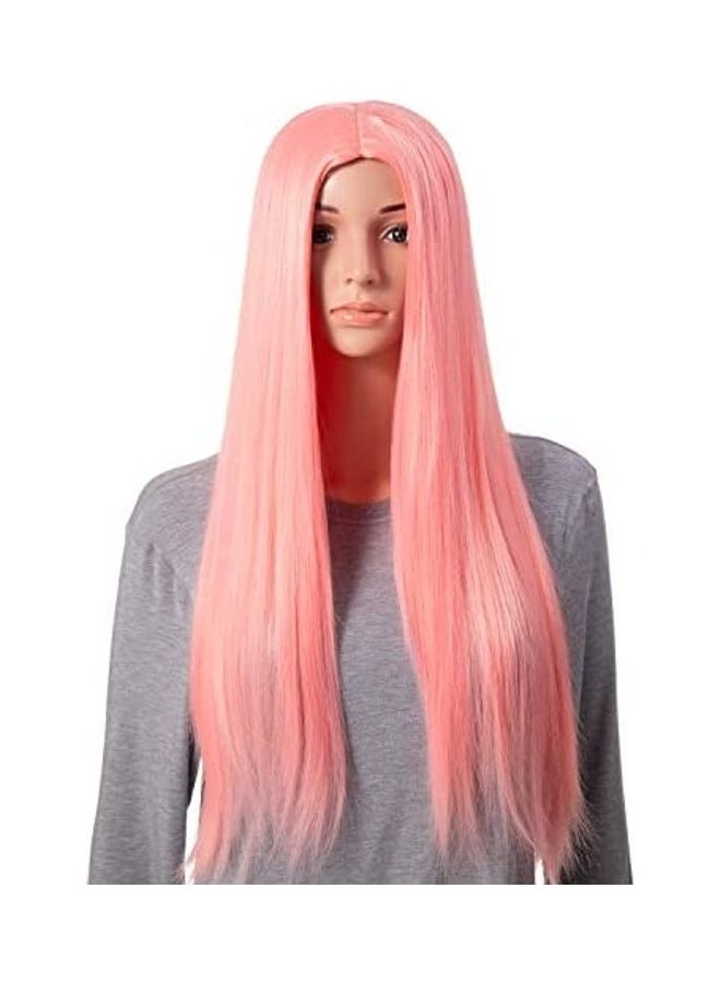 OneDor Long Straight Synthetic Full Head Cosplay Wig With Wig Cap pink 31inch