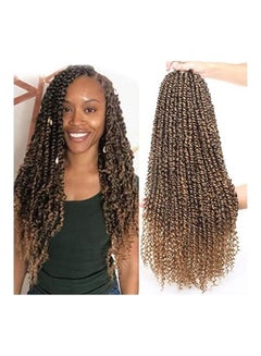 Leeven 1 Pack Passion Twist Crochet Braiding Curly Hair Extension Multicolour 22inch 