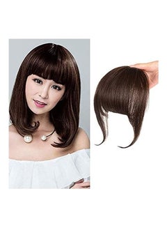 SHINON Hair Extension Bangs Clip With Fringe Dark Brown 18inch 