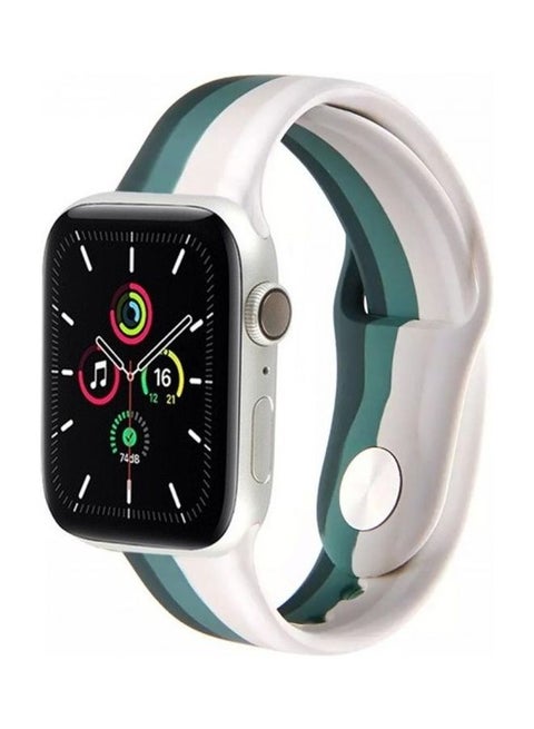 Silicone Band for Apple Watch Series 6 White/Green