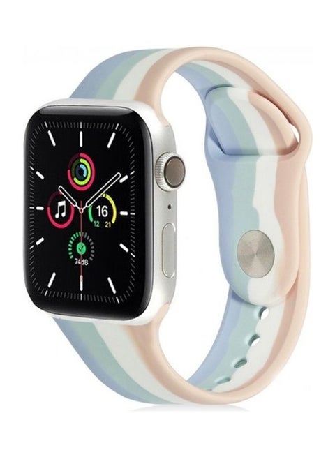 Silicone Band for Apple WatchSeries 6 Green/Blue/Pink