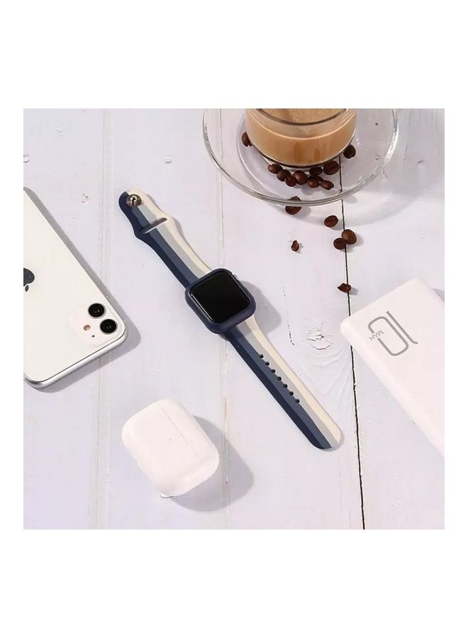 Silicone Band for Apple Watch Series 6 Blue/White - Image 3