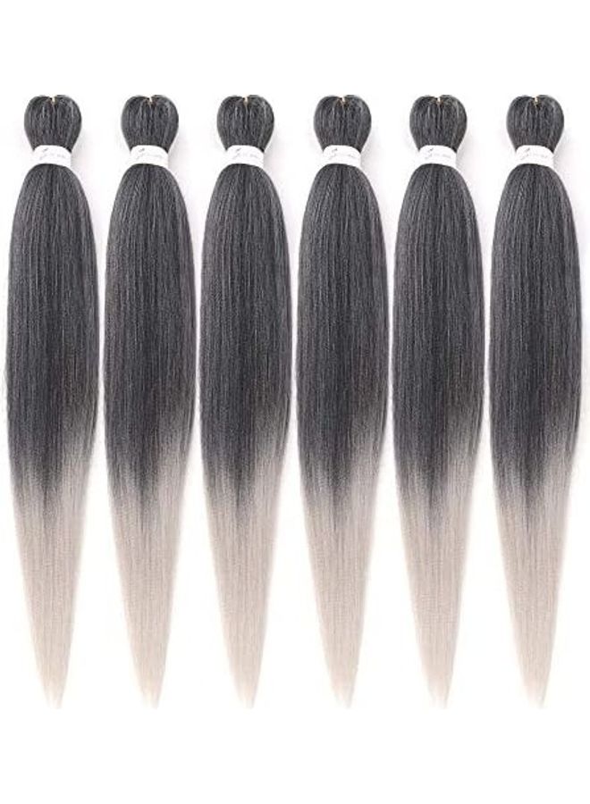 Pack Of 6 Fiber Easy Braided Hair Black/Grey 18inch - v1609238307/N43357466A_1