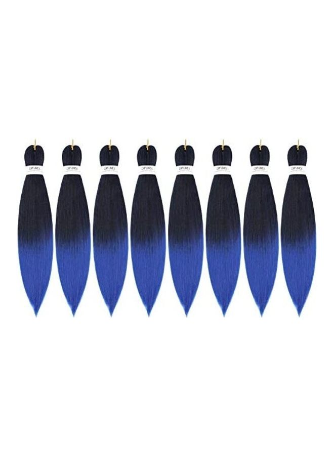 Difunee Pack Of 8 Pre-Stretched Braiding Hair Extension Blue/Black 16inch 