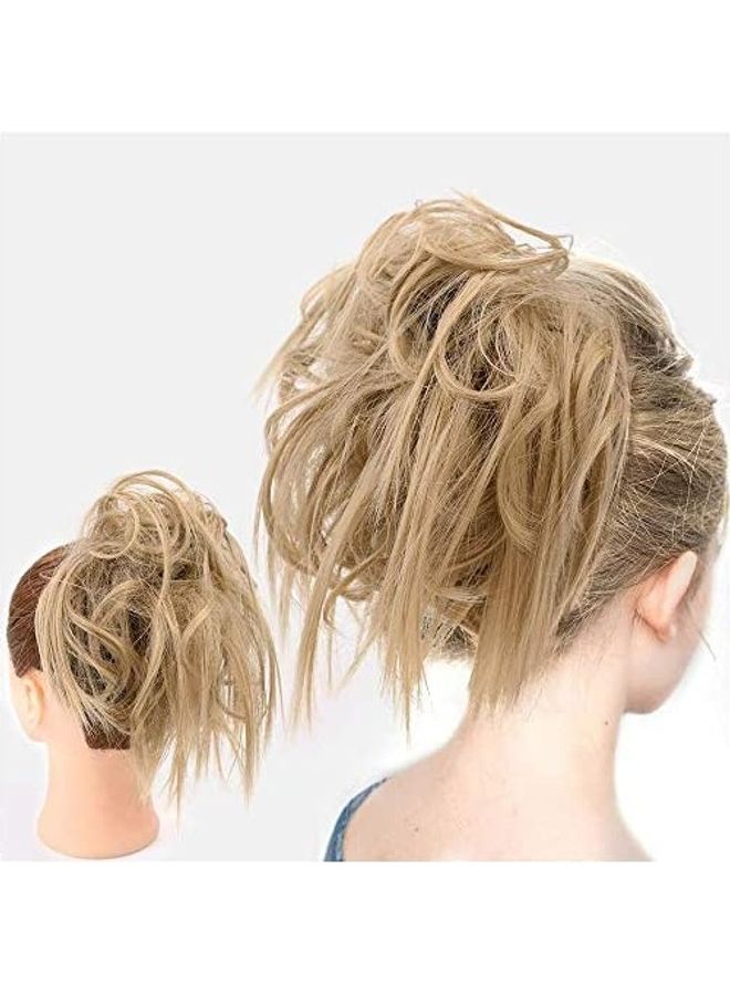 HMD Messy Bun Hair Piece Hair Extension Ponytail With Elastic Rubber Blonde 18inch
