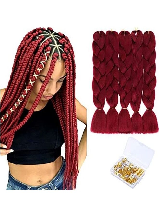 5-Piece Jumbo Braid Kanekalon Hair Extension Red 18inch