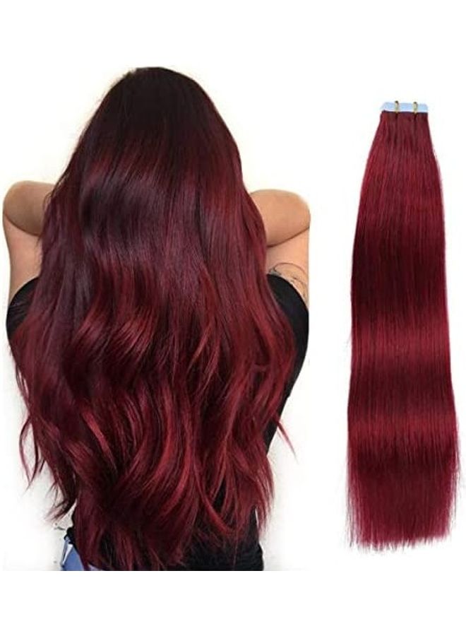 20-Piece Tape In Straight Human Hair Extensions Red 18inch - v1609239136/N43357171A_1