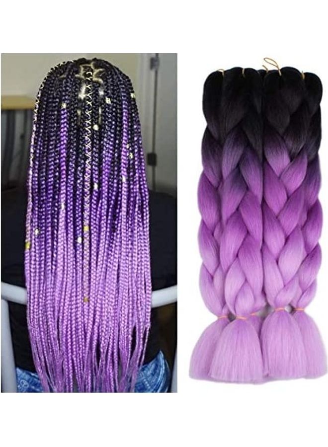 إكستريند وصلات شعر مضفرة، 5 قطع أسود/بنفسجي 18بوصة