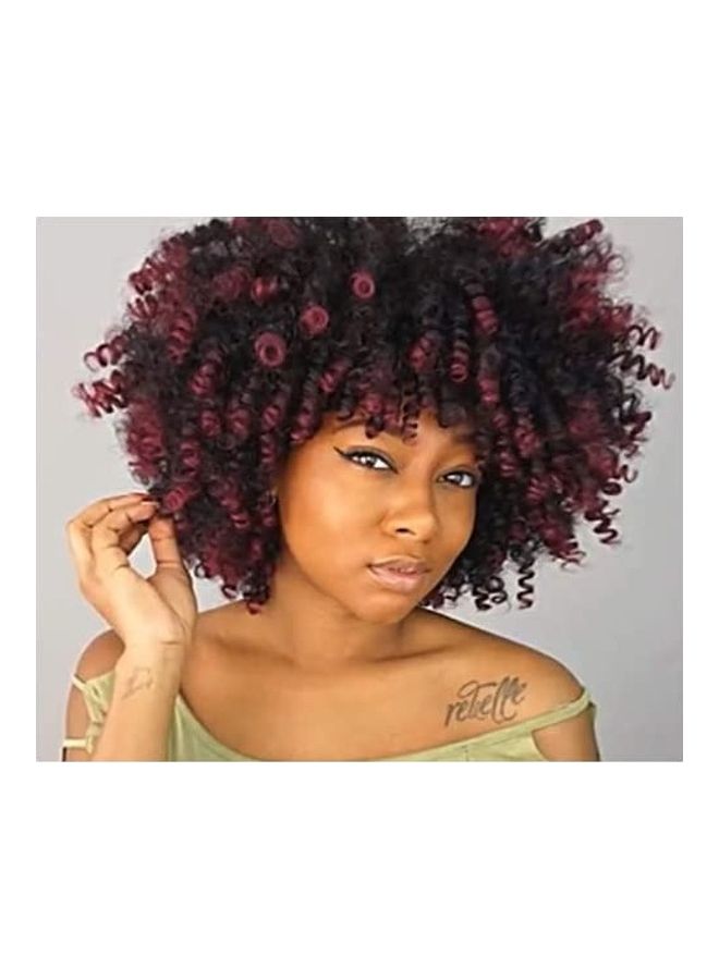 Generic Short Afro Curly Wig With Bangs multicolour 18inch 