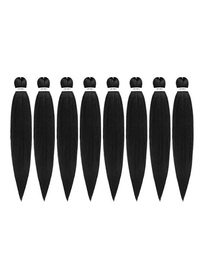 Difunee 8-Piece Pre-Stretched Braiding Hair Extensions Black 26inch 