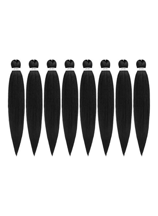 Difunee 8-Piece Pre-Stretched Braiding Hair Extension Set Black 30inch 