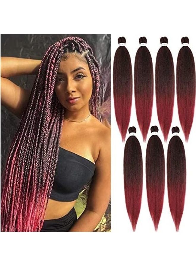 7-Piece Pre-Stretched Braiding Hair Extension Black/Red 26inch - v1609242542/N43356706A_1