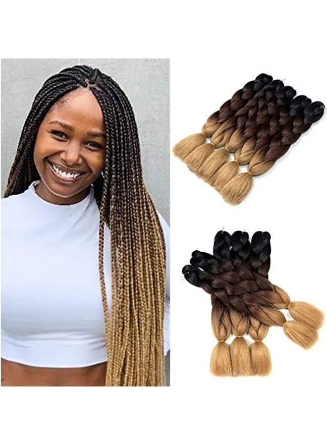 5 Piece Kanekalon Jumbo Braid Synthetic Ombre Braiding Hair Extension Multicolour 18inch
