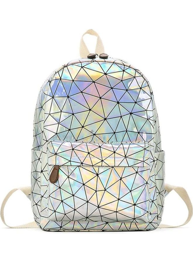 Geometric Pattern Backpack - 14.9inches Silver  - Image 1