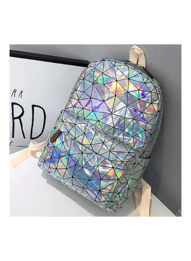 Geometric Pattern Backpack - 14.9inches Silver  - Image 2
