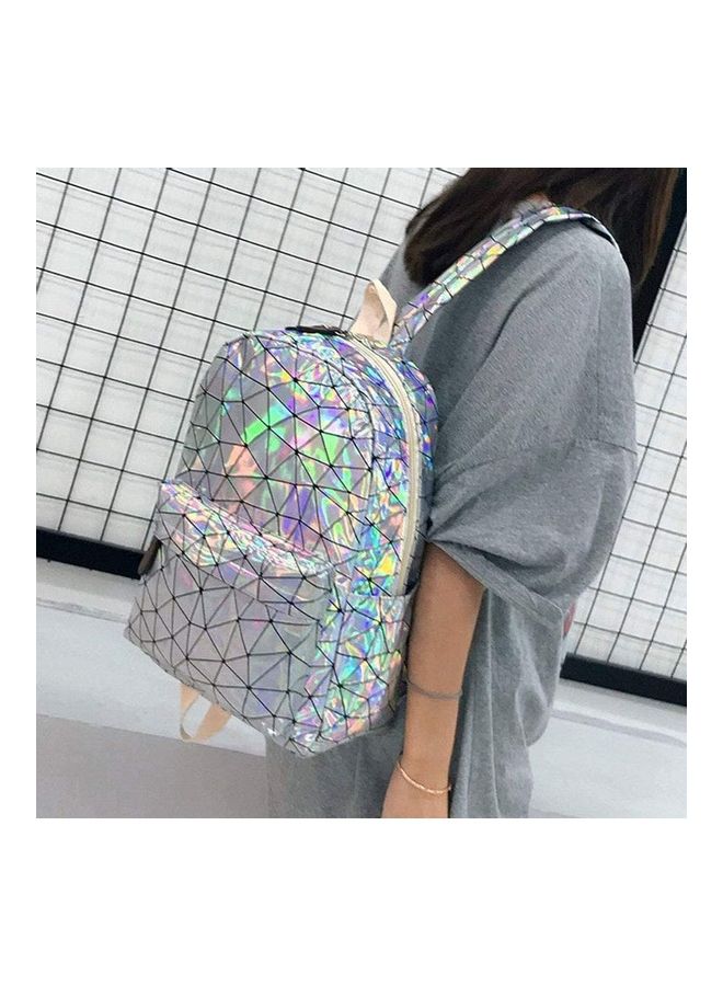 Geometric Pattern Backpack - 14.9inches Silver  - Image 4