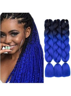 Pack Of 3 Braiding Hair Extension Black/Blue 18inch