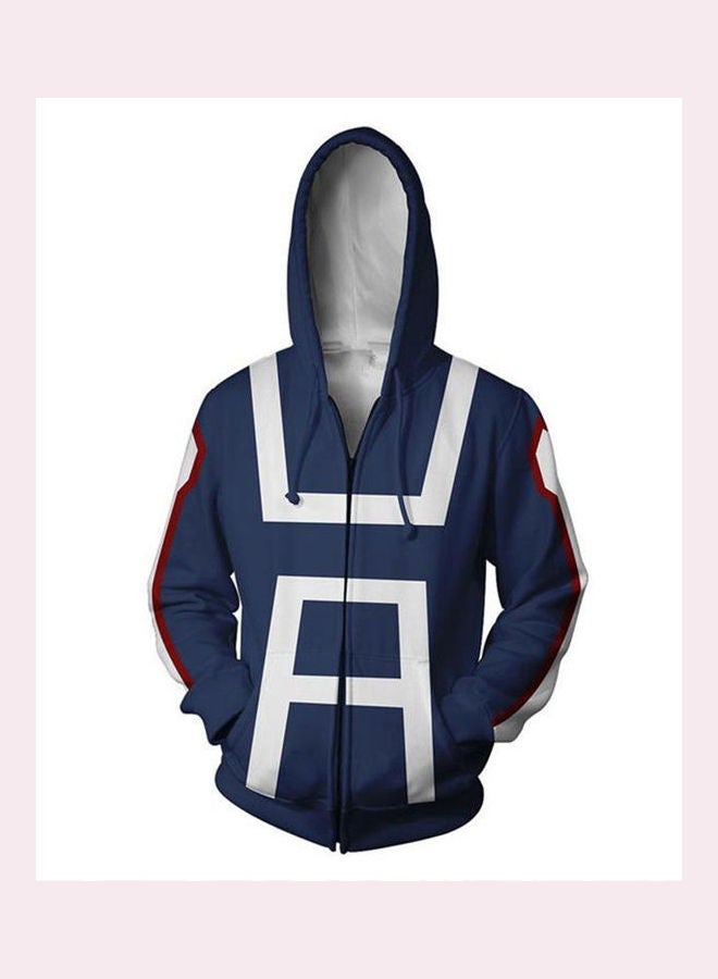 3D Printing Zipper Detail Hoodie Blue/Grey