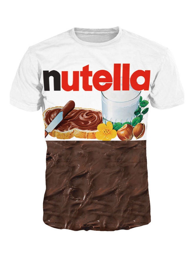 3D Graphic Printed T-Shirt Brown/White/Red