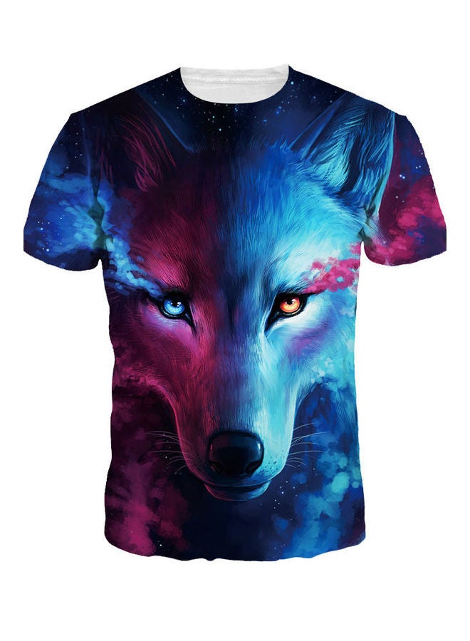 3D Graphic Printed T-Shirt Purple/Pink/Blue