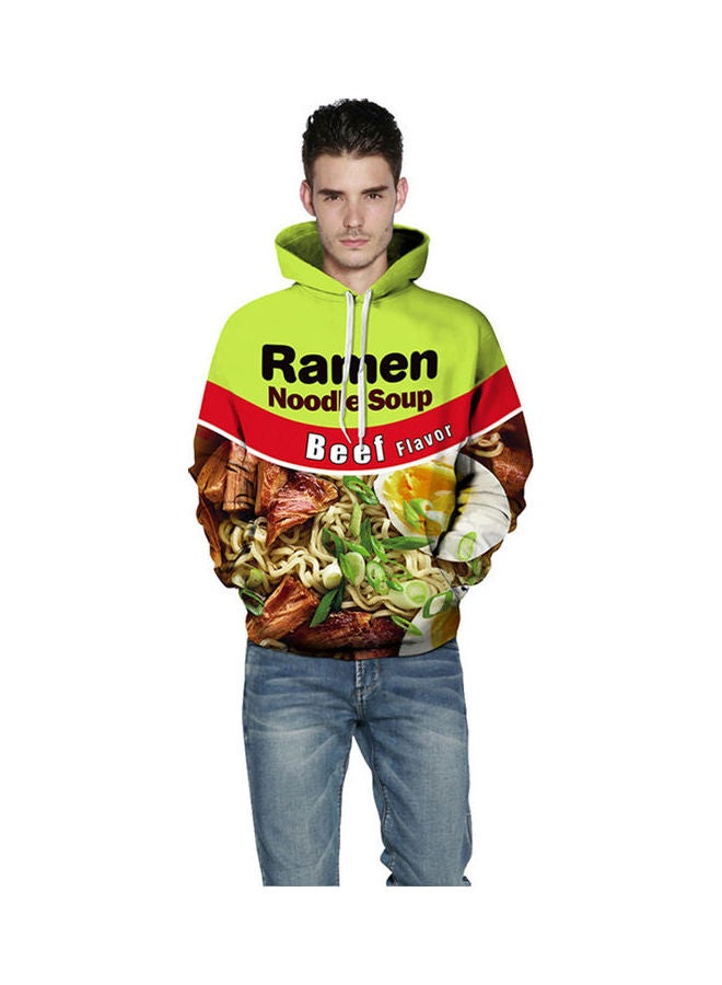 3D Graphic Printed Hoodie Green/Red/Brown