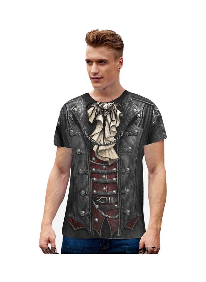 3D Graphic Printed T-Shirt Black/Beige/Red  - Image 3