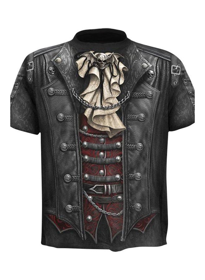 3D Graphic Printed T-Shirt Black/Beige/Red  - Image 1