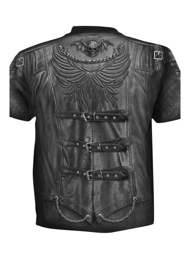 3D Graphic Printed T-Shirt Black/Beige/Red  - Image 2