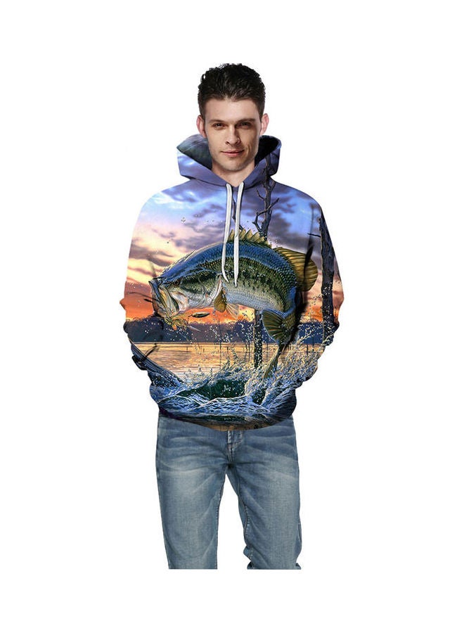 3D Graphic Printed Hoodie Multicolour 
