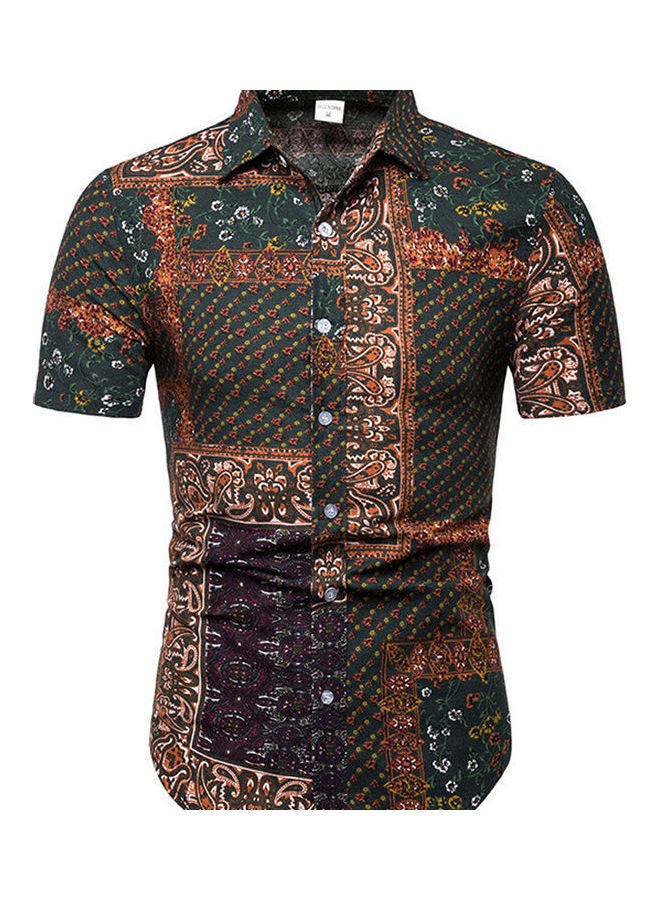 Hawaiian Design Printed Shirt Black/Red 