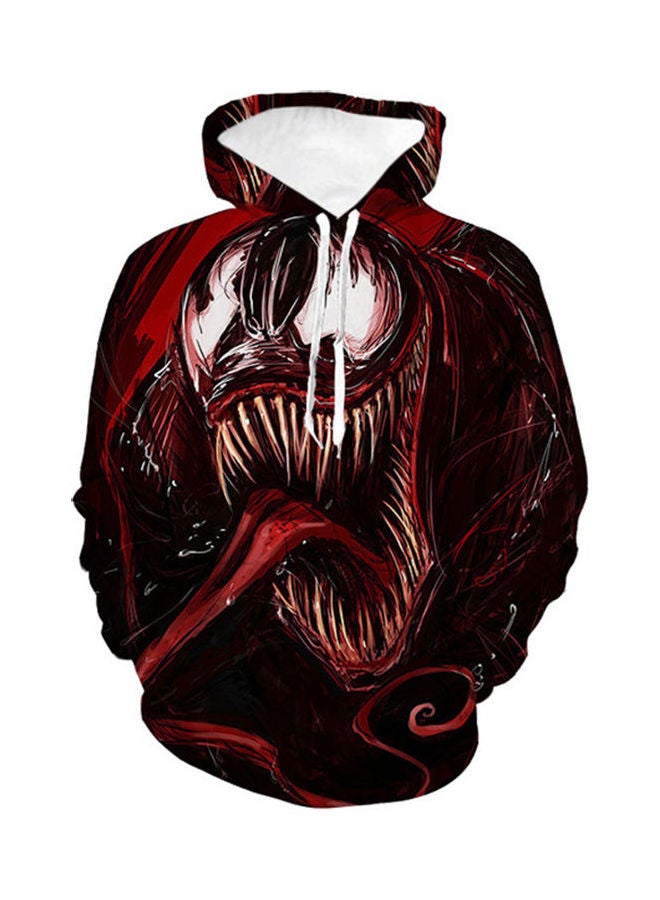 3D Graphic Printed Hoodie Black/Red 