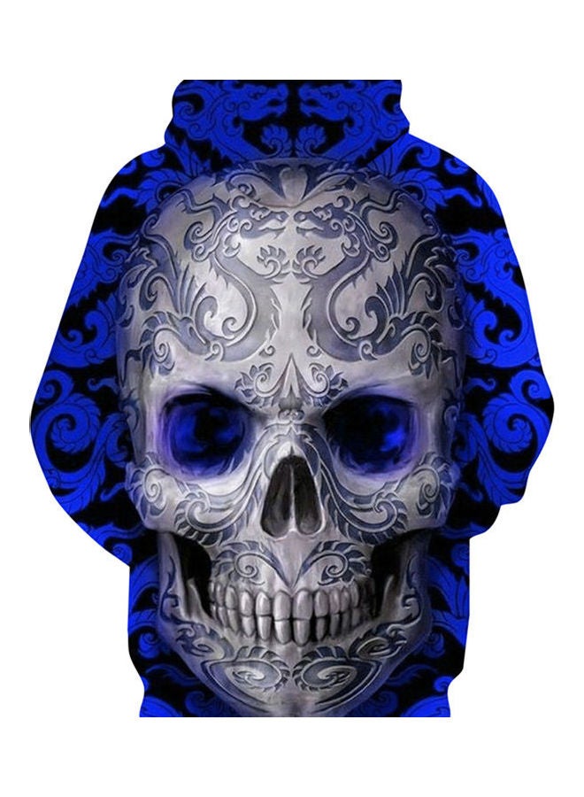 3D Graphic Printed Hoodie Blue/Grey - Image 3