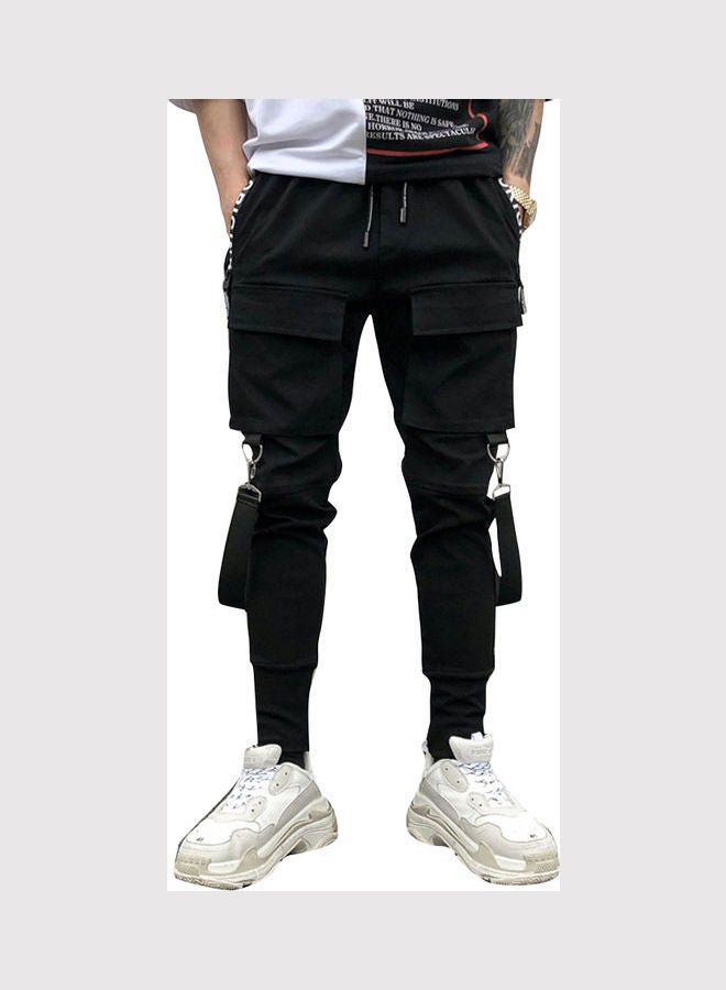 Side Straps Design Sweatpants Black 