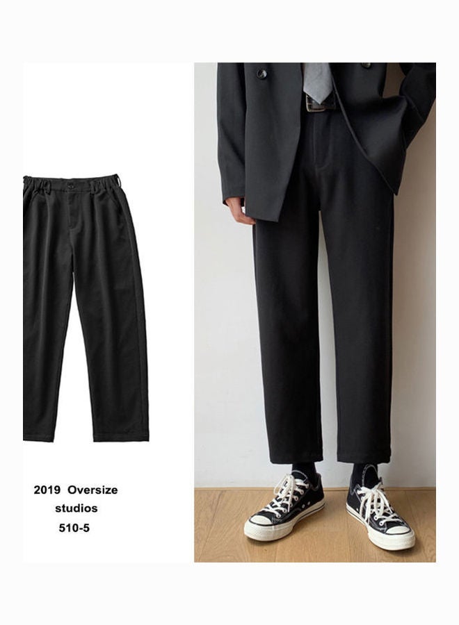 Solid Wide Leg Trousers Black - Image 3
