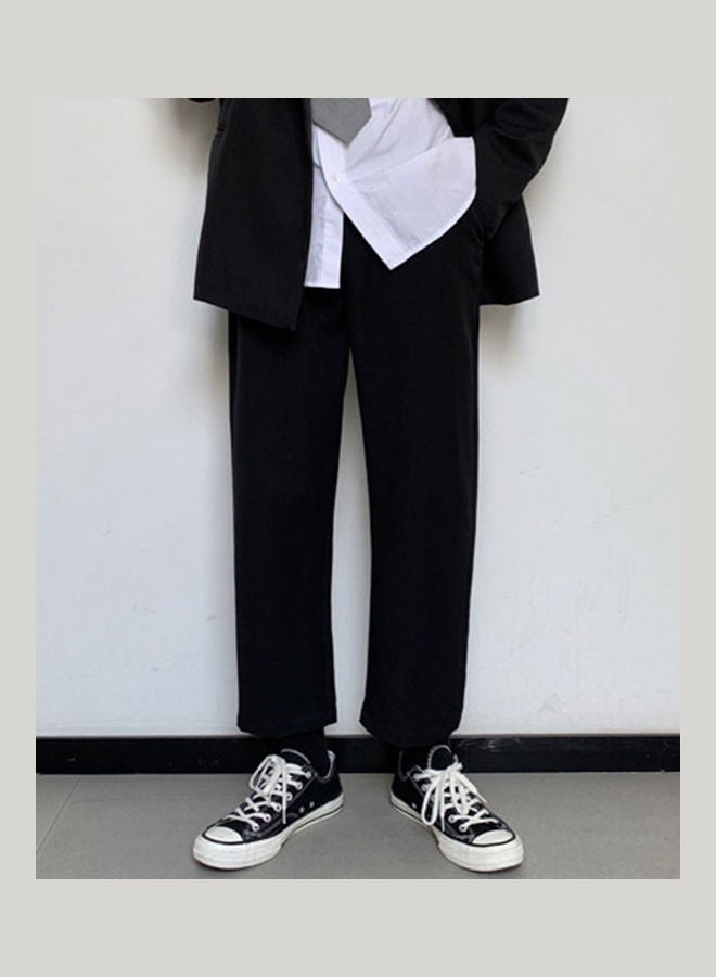 Solid Wide Leg Trousers Black - Image 4