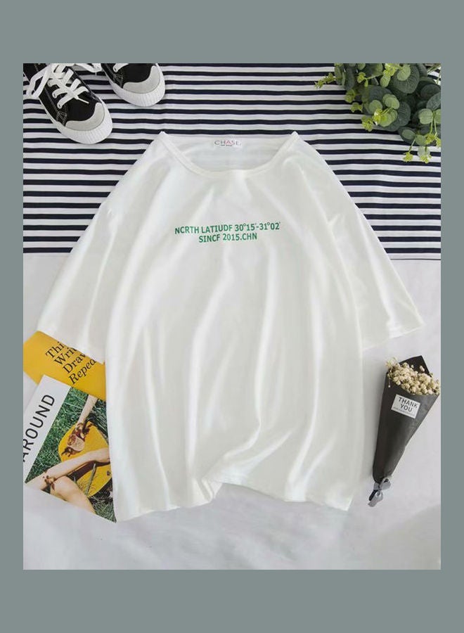 Printed T-Shirt White/Green  - Image 1