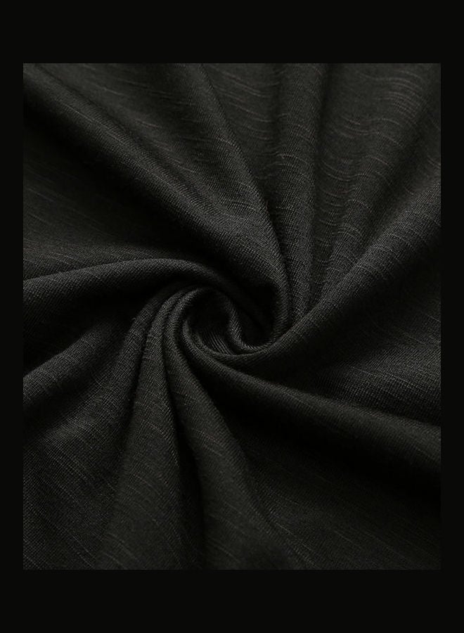 Man Brief Shirt Short Sleeves and Turn-down Collar Tops Leisure Pullover with Buttons Decor Black  - Image 5