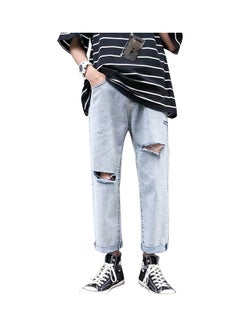 Men's Jeans Korean Style Loose Trend Nine Points Blue